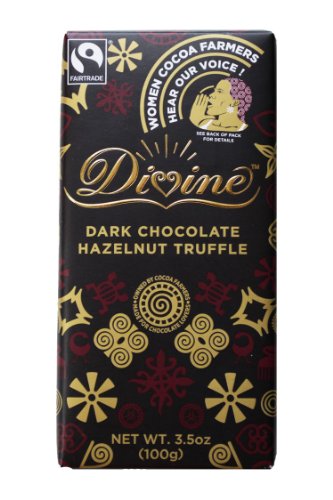 0898596001453 - DIVINE CHOCOLATE DARK CHOCOLATE WITH HAZELNUT TRUFFLE BAR, 3.5 OUNCE