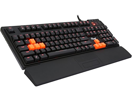 0898745072365 - ROSEWILL CHERRY MX BLACK SWITCH RED LED BACKLIT MECHANICAL KEYBOARD, ANTI-GHOSTING CAPABILITY, 4 LEVELS OF BACKLIT LIGHTING, BUILT IN HEADPHONES AND MICROPHONE JACK PASS-THROUGH (APOLLO RK-9100XRBL)