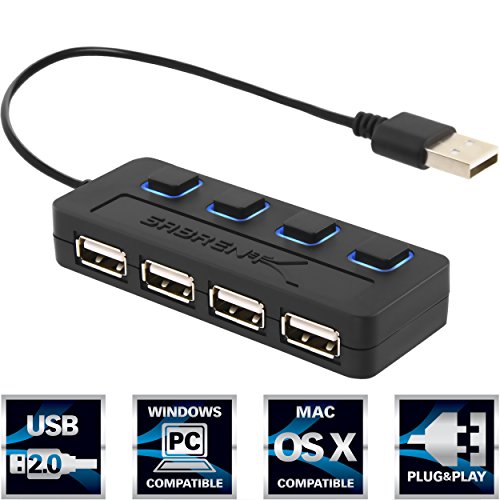 0899495002466 - SABRENT 4-PORT USB 2.0 HUB WITH INDIVIDUAL POWER SWITCHES AND LEDS (HB-UMLS)