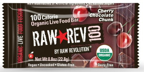 0899587000776 - RAW REVOLUTION 100 CALORIE ORGANIC LIVE FOOD BARS, CHERRY CHOCOLATE CHUNK, 20 COUNT, 0.8OZ BARS