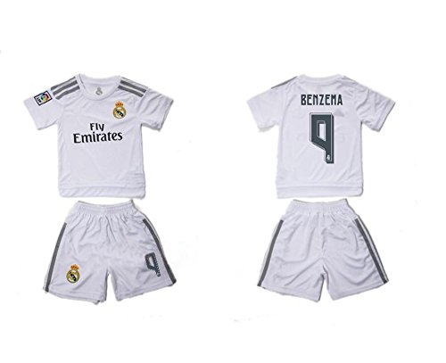 8997243437712 - 2016 POPULAR REAL MADRID CF 9 KARIM BENZEMA HOME SOCCER JERSEY FOR CHILDREN KID YOUTH IN WHITE