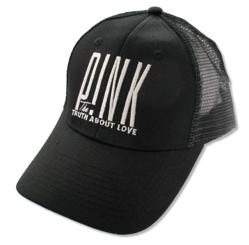 0901029631223 - ADULT PINK THE TRUTH ABOUT LOVE BLACK TRUCKER CAP HAT