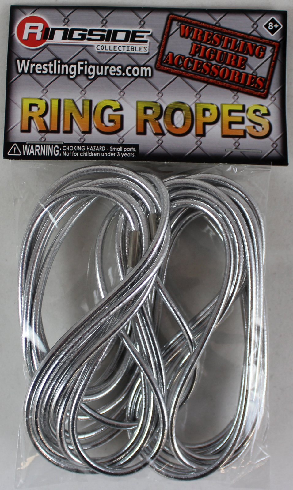 0090125260892 - WWE RING ROPES (SILVER) - RINGSIDE EXCLUSIVE TOY WRESTLING ACTION FIGURE PLAYSET ACCESSORY