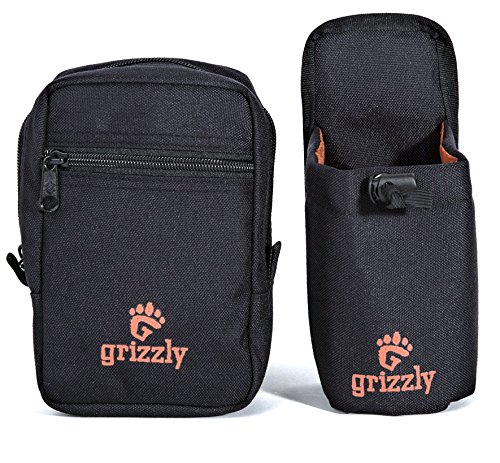 0090125898088 - GRIZZLY SNAKE RIVER ADJUSTABLE WATER BOTTLE HOLDER AND GRIZZLY WILDERNESS MEDIUM GEAR BAG COMBINATION. HIKING WALKING, BIRDING, PHOTOGRAPHY, DOG WALKING ATTACH TO BELTS OR GRIZZLY DAKOTA UTILITY BELT
