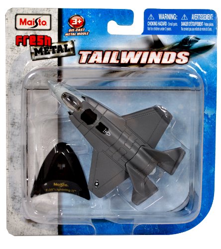 0090159087380 - MAISTO FRESH METAL TAILWINDS 1:129 SCALE DIE CAST UNITED STATES MILITARY AIRCRAFT - U.S. STEALTH-CAPABLE MILITARY STRIKE FIGHTER JET : F-35 LIGHTNING II WITH DISPLAY STAND (DIMENSION: 4-1/2 X 3-1/4 X 1)