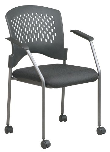 0090234078142 - OSP864030 - OFFICE STAR PRO-LINE II 8640 ROLLING VISITORS CHAIR WITH ARMS PLASTIC WRAP AROUND BACK
