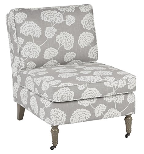 0090234186960 - OFFICE STAR MADRID ACCENT CHAIR WITH TOILE STEMS LIGHT GREY FABRIC AND MEDIUM GREY SOLID WOOD CASTER LEGS