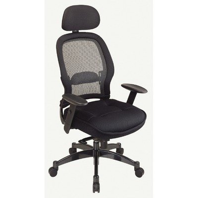 0090234250500 - SPACE SEATING AIRGRID DARK BACK AND PADDED BLACK MESH SEAT, 2-TO-1 SYNCHRO TILT CONTROL, ADJUSTABLE ARMS AND TILT TENSION NYLON BASE MANAGERS CHAIR WITH ADJUSTABLE HEADREST
