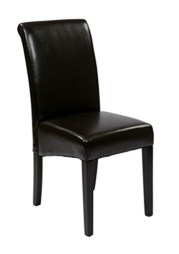 0090234312086 - OFFICE STAR METRO FAUX LEATHER PARSON'S ARMLESS ACCENT DINING CHAIR ESPRESSO, 2-PACK