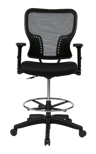 0090234324683 - SPACE SEATING DELUXE AIRGRID BACK AND PADDED MESH SEAT, PNEUMATIC SEAT HEIGHT ADJUSTMENT AND 4-WAY ADJUSTABLE FLIP ARMS MANAGERS CHAIR, BLACK
