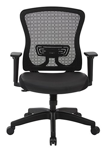 0090234324935 - OFFICE STAR CHX DARK BREATHABLE MESH BACK AND PADDED BONDED LEATHER SEAT MANAGERS CHAIR