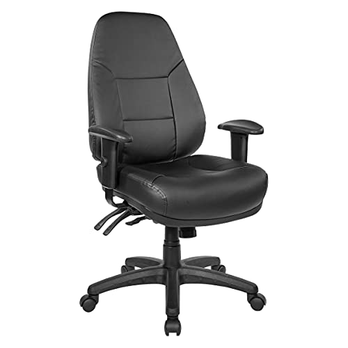 0090234480099 - OFFICE STAR EC SERIES PROFESSIONAL EXECUTIVE ERGONOMIC HIGH BACK OFFICE CHAIR WITH MULTI FUNCTION CONTROL, CONTOUR SEAT AND ADJUSTABLE PADDED ARMS, BLACK BONDED LEATHER