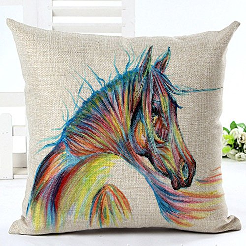 9035827563316 - BEAUTIFUL HORSE ART THEME COMFORTABLE THROW PILLOW CASE 18 X 18 (ONE SIDE)-BY MY STAR MARKET