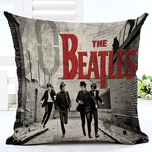 9035827564078 - SOFT LINEN PILLOW CASE 18 X 18 (ONE SIDE) WITH BRITISH ROCK BAND THE BEATLES DESIGN-BY MY STAR MARKET