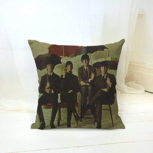 9035827564900 - COMFORTABLE COTTON LINEN PILLOW COVER 18 X 18 (ONE SIDE) WITH THE BEATLES DESIGN-BY MY STAR MARKET