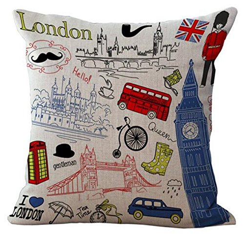 9035827566621 - I LOVE LONDON ART THEME COMFORTABLE THROW PILLOW CASE 18 X 18 (ONE SIDE)-BY MY STAR MARKET