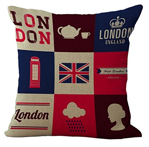 9035827566652 - FASHIONABLE COTTON LINEN PILLOW CASE 18 X 18 (ONE SIDE) WITH I LOVE LONDON DESIGN-BY MY STAR MARKET