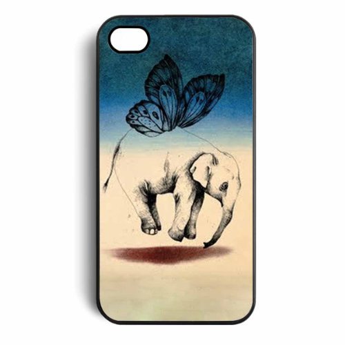 9041889553172 - BUTTERFLY ELEPHANT HARD SNAP ON CASE COVER FOR APPLE IPHONE 4 IPHONE 4S CELLPHONE CASE