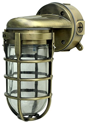 0090529517721 - WOODS L1707SVAB TRADITIONAL 100W INCANDESCENT WEATHER INDUSTRIAL LIGHT, WALL MOUNT, ANTIQUE BRASS