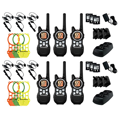 0907155722767 - 6 PACK MOTOROLA MR350RTPR OUTDOOR CAMPING HUNTING FISHING 35-MILE RANGE 22-CHANNEL FRS/GMRS TWO-WAY RADIO 6 PACK (INCLUDING ALL ACCESSORIES)
