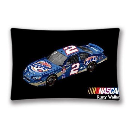 9096549882048 - NASCAR LOGO PRINTED RECTANGLE PILLOW COVER RUSTY WALLACE ZIPPERED PILLOWCASE CAR AUTO RACING THEMED -20X30 INCHES TWO SIDES PATTERN