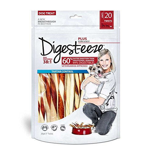 0091093287102 - DIGEST-EEZE PLUS DOG RAWHIDE, PACK OF 20 - 5 TWISTS ()