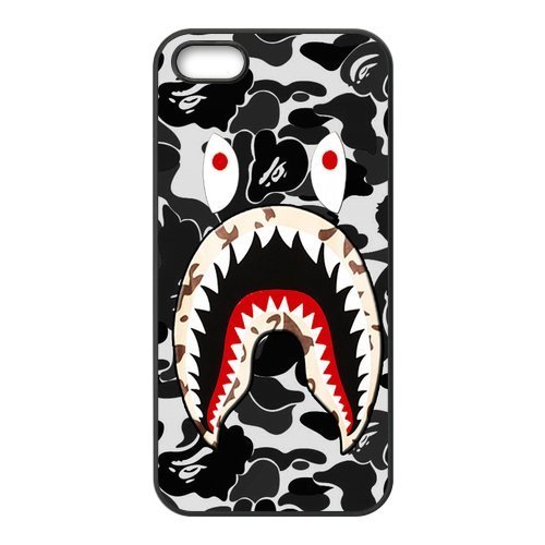 9110666173275 - DIY BAPE SHARK ARMY PATTERN CUSTOM CASE SHELL COVER FOR IPHONE 5 5S TPU (LASER TECHNOLOGY)