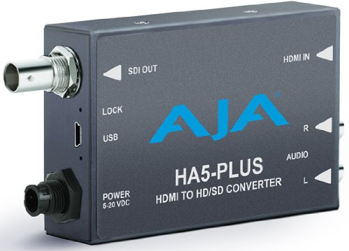 0091131296028 - AJA HA5-PLUS HDMI TO 3G-SDI MINI-CONVERTER, SUPPORTS 8 CH OF HDMI EMBEDDED AUDIO