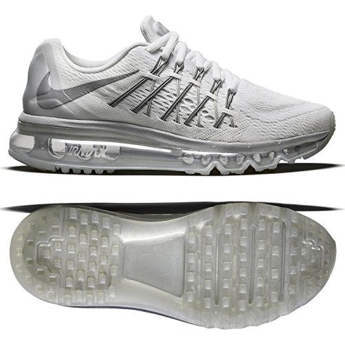 0091203255380 - NIKE AIR MAX 2015 (GS) 705458-102 WHITE/SILVER/PLANTINUM KIDS RUNNING SHOES (SIZE 6.5Y)