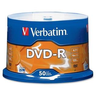 0912203623828 - VERBATIM 95101 DVD RECORDABLE MEDIA - DVD-R - 16X - 4.70 GB - 50 PACK SPINDLE - 2 HOUR MAXIMUM RECORDING TIME