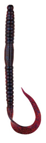 0091538084204 - BASS ASSASSIN WORM LURE-PACK OF 15, CHARTREUSE FLASH/PLUM, 1/16 OZ./7.5-INCH