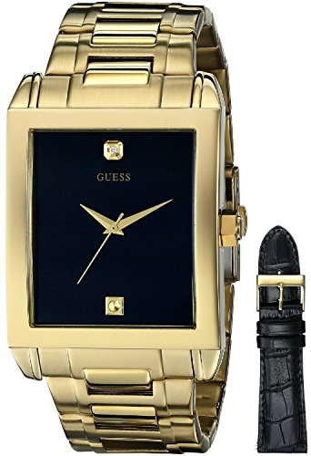 0091661426926 - GUESS MEN'S U0206G1 INTERCHANGEABLE WARDROBE WATCH SET IN GOLD-TONE WITH DIAMOND ACCENT & BLACK DIAL