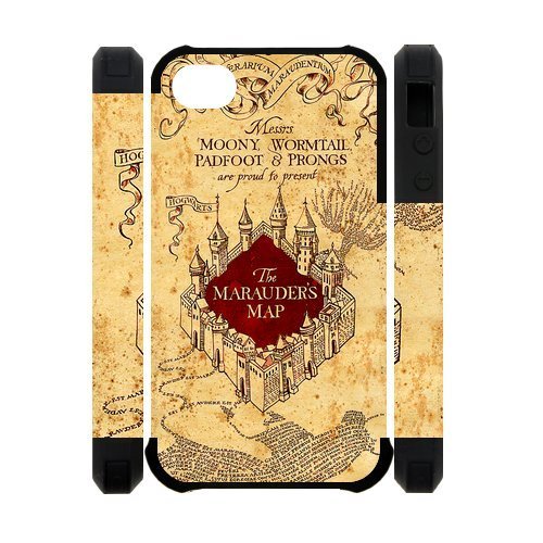 9168669735846 - COLLECTIBLES HARRY POTTER HOGWARTS APPLE IPHONE 4S/4 CASE COVER DUAL PROTECTIVE POLYMER CASES DEATHLY HALLOWS MAP