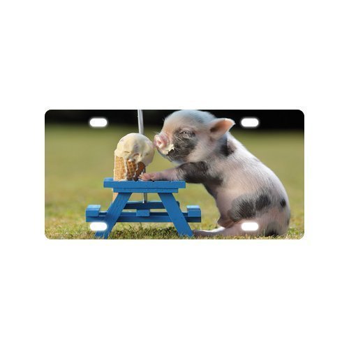 9168876205590 - BEST DESIGN LITTLE LOVELY CUTE BABY PIG METAL LICENSE PLATE FOR CAR 12 X 6 INCH
