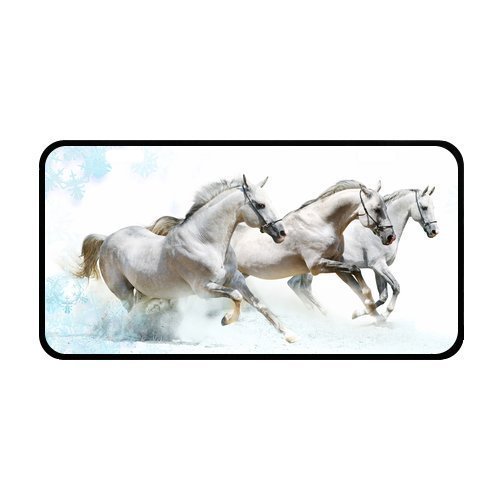 9168876214622 - CUSTOM BLACK HORSE RUNNING IN THE WATER METAL LICENSE PLATE FOR CAR 11.8 X 6.1 INCH