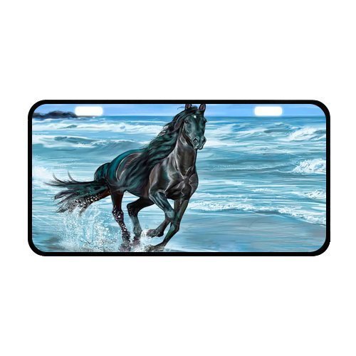 9168876214691 - CUSTOM COOL HORSE RUNNING IN THE WATER METAL LICENSE PLATE FOR CAR 11.8 X 6.1 INCH