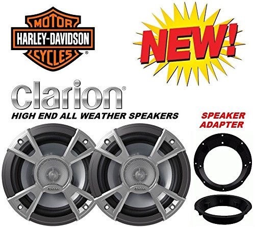 0091945201553 - 96-2013 PREMIUM 6 1/2 CLARION MARINE HARLEY TOURING SPEAKER PACKAGE WITH ADAPTER RINGS