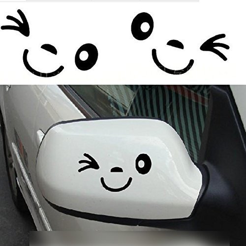 0091962758207 - ZXUY CUTE SMILE FACE 3D DECAL STICKER FOR AUTO CAR SIDE MIRROR L+R REARVIEW
