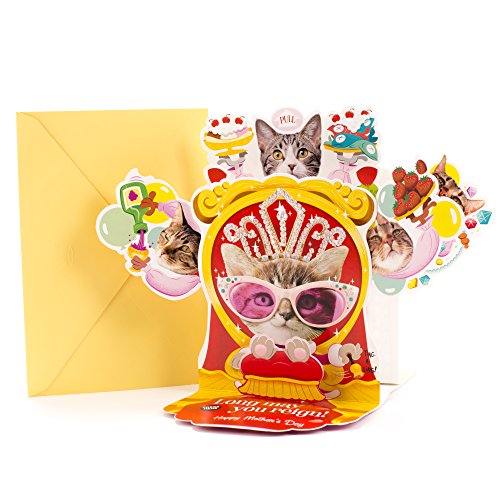 0009200380837 - HALLMARK FUNNY POP UP MOTHERS DAY CARD WITH SONG (CAT QUEEN, PLAYS RULE BRITANNIA)