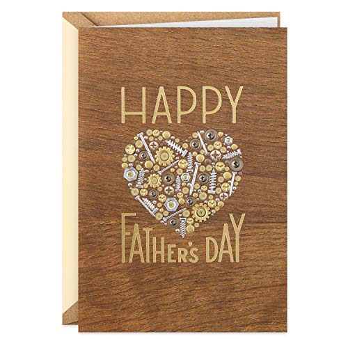 0009200417847 - HALLMARK SIGNATURE WOOD FATHERS DAY CARD FOR DAD (NUTS AND BOLTS HEART)
