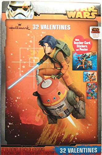 0092100809553 - DISNEY STAR WARS REBELS 32 VALENTINES WITH STICKERS TEACHER CARD AND POSTER