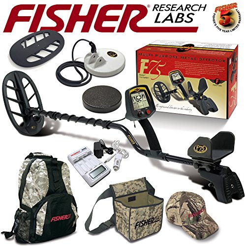 0092145502471 - FISHER F75 LTD BLACK METAL DETECTOR BUNDLE WITH BOOST AND CACHE PROCESS + NEW LEADING EDGE TECHNOLOGY INCLUDES 2 COILS, COIL COVERS, BACKPACK, RECOVERY POUCH, CAP AND BATTERY CHARGER SYSTEM