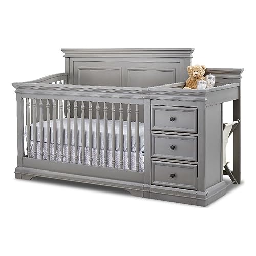 0092234015370 - SORELLE FURNITURE PORTOFINO CRIB, CLASSIC 4-IN-1 CONVERTIBLE CRIB, CRIB MADE OF WOOD, NON-TOXIC FINISH, WOODEN BABY BED, TODDLER BED, CHILD’S DAYBED AND FULL-SIZE BED, NURSERY FURNITURE-WEATHERED GRAY