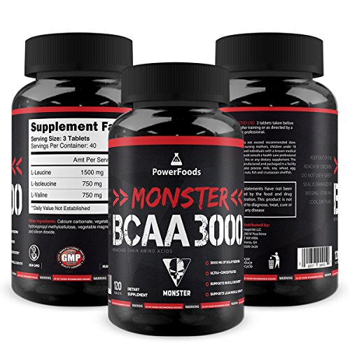 0092617944150 - MONSTER BCAA 3000 - 120 TABLETS - POWERFOODS - CONCENTRATED AMINOACID FOR MUSCLE RECOVERY