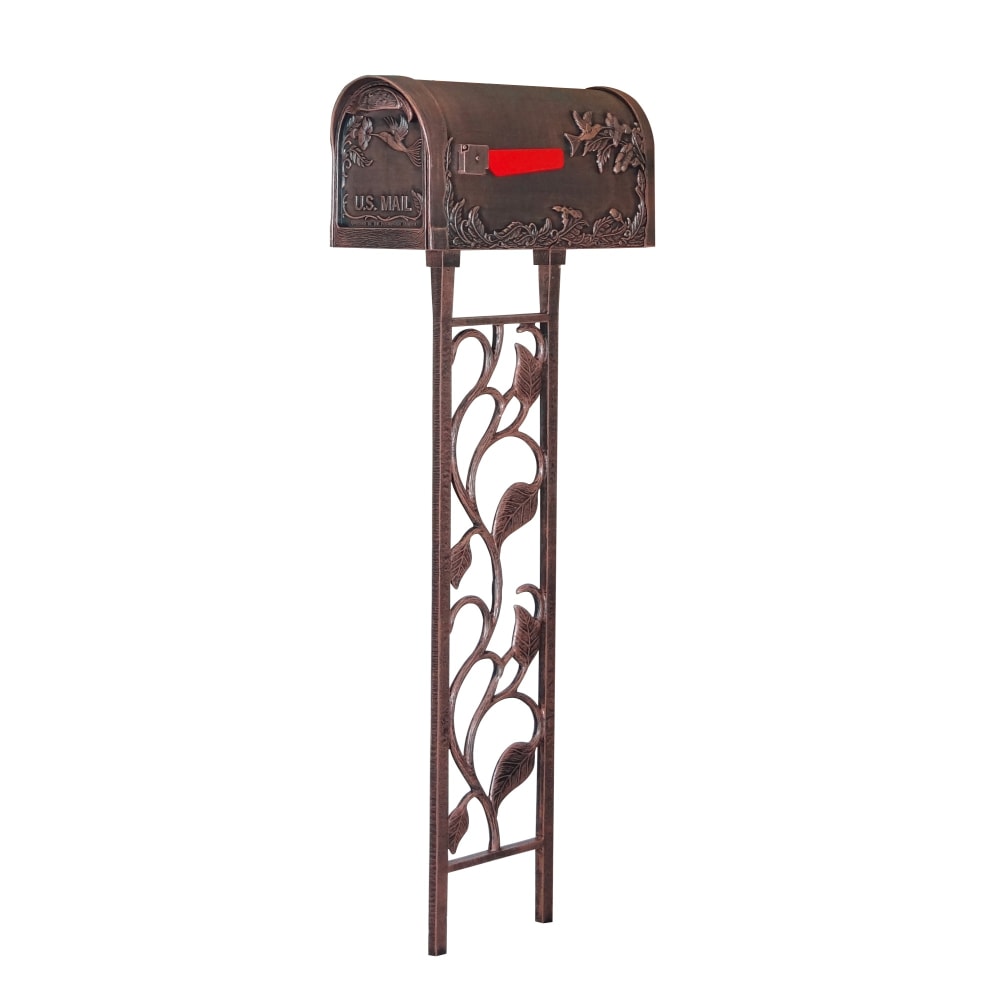 0009277612862 - SPECIAL LITE SCB-1005-450-CP HUMMINGBIRD CURBSIDE WITH FLORAL MAILBOX POST, COPPER