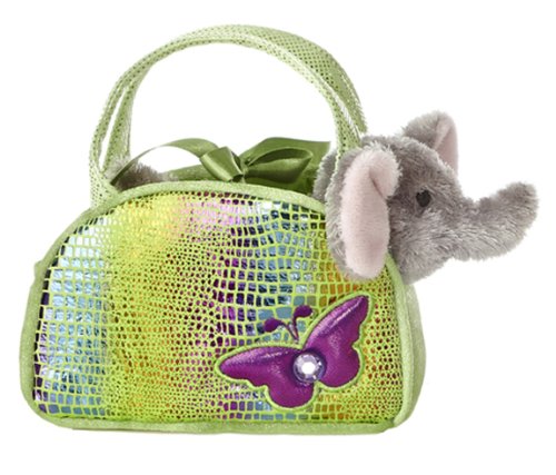 0092943326866 - AURORA WORLD SHIMMERY FANCY PALS GREEN PLUSH TOY PET CARRIER WITH BUTTERFLY