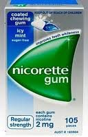 9300607010749 - NICORETTE NICOTINE GUM ICY MINT 4 BOXES 420 PIECES 2MG