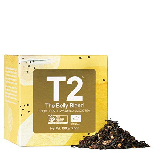 9330462171842 - T2 TEA- THE BELLY BLEND, LOOSE LEAF FLAVOURED BLACK TEA, WELLNESS TEA, FEATURE CUBE, 3.5OZ (100G)