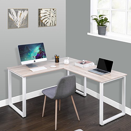 9339130078483 - HUIJU L-SHAPED CORNER DESK COMPUTER, HOME OFFICE GAMING TABLE, SPACE-SAVING, EASY TO ASSEMBLE, OAK
