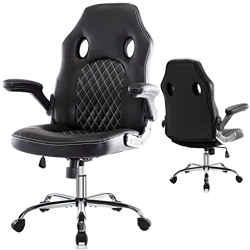 9339402178033 - OFFICE CHAIR, ERGONOMIC COMPUTER GAMING CHAIR PU LEATHER COMFORTABLE SWIVEL TASK HOME OFFICE DESK CHAIR HIGH BACK WITH ADJUSTABLE PADDED ARMRESTS